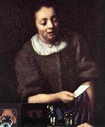 VERMEER VAN DELFT, Jan, Lady with Her Maidservant Holding a Letter (detail)er